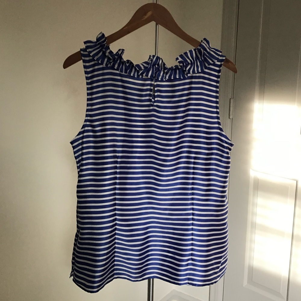 Talbots | L | Blue & White Stripe Ruffle Top - Picture 7 of 7